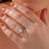 Sterling Silver Ring - Elegant Emerald Cut & Baguette Halo