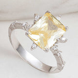 Ring - Sterling Silver Yellow Zircon Radiant Cut Statement Ring