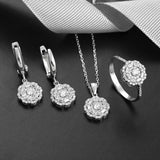 Jewelry Set - Silver-Tone Cubic Zirconia Floral Cluster Design
