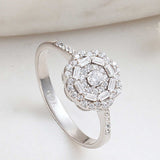 Sterling Silver Zircon Flower Cluster Ring - Radiant Floral Design