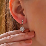 Dangle Earrings - Silver-Tone Zirconia Floral Cluster Drop