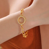 Gold-Plated Zircon Coin Holder Chain Bracelet for Women