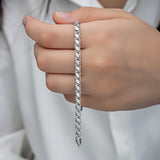 Sterling Silver Bracelet - Elegant Flat Link Chain for Women