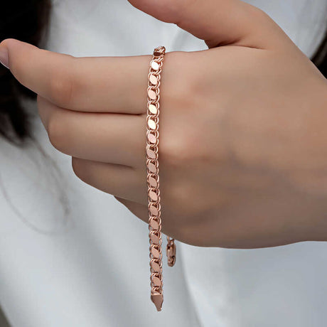 Rose Gold Plated Silver Petal Link Bracelet
