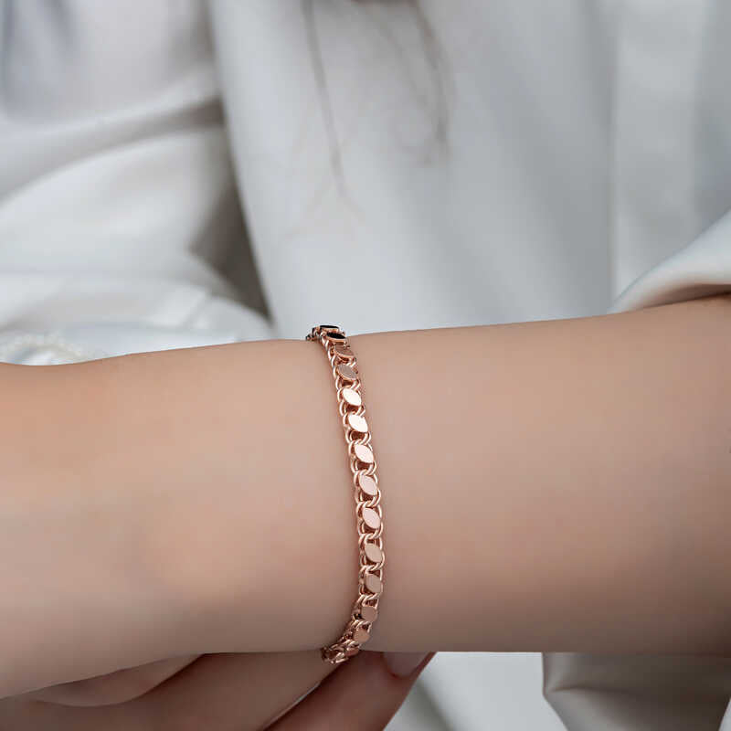 Rose Gold Plated Silver Petal Link Bracelet