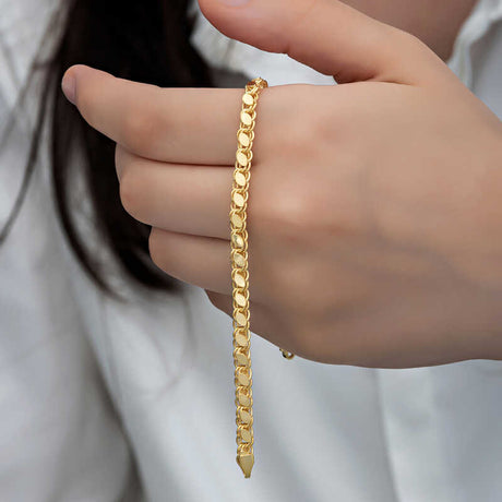 Gold Plated Oval Link Bracelet - Shimmering Chain Design