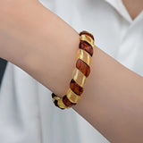 Bracelet - Natural Amber Twisted Spiral Design
