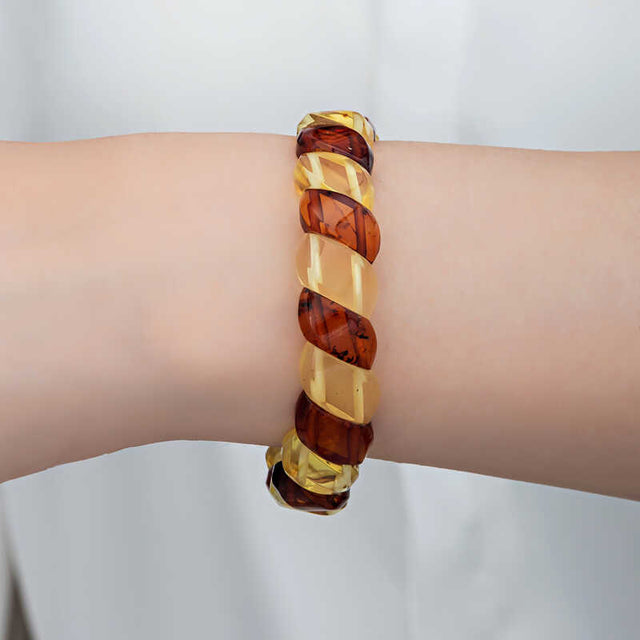 Bracelet - Natural Amber Twisted Spiral Design