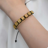 Bracelet - Natural Amber Cube Bead Adjustable Macrame Bracelet