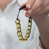 Bracelet - Natural Amber Cube Bead Adjustable Macrame Bracelet