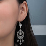 Sterling Silver Filigree Drop Earrings - Handcrafted Ornate Design