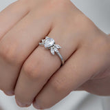 Silver-Tone Zirconia Pear & Marquise Cluster Ring