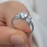 Silver-Tone Zirconia Pear & Marquise Cluster Ring