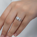 Silver-Tone Zirconia Pear & Marquise Cluster Ring