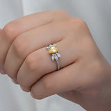 Women's Ring - Sterling Silver Pear Cut Yellow Zircon Cluster