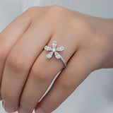 Flower Ring - Sterling Silver Zirconia Petal Sparkle Ring