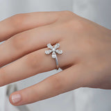 Flower Ring - Sterling Silver Zirconia Petal Sparkle Ring