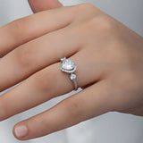 Sterling Silver Heart Halo Ring - Sparkling White Stone Design
