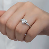 Sterling Silver Heart Halo Ring - Sparkling White Stone Design
