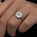 Ring - Sterling Silver Baguette Zirconia Floral Cluster