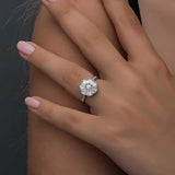 Ring - Sterling Silver Baguette Zirconia Floral Cluster