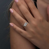 Ring - Silver-Tone Baguette & Pave Bypass Statement Design