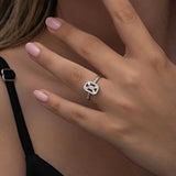 Ring - Silver-Tone Baguette & Round Cut Geometric Statement Ring