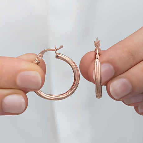 Hoop Earrings - Rose Gold-Tone Twisted Everyday Style