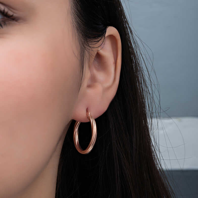 Hoop Earrings - Rose Gold-Tone Twisted Everyday Style