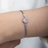 Sterling Silver - Sparkling Heart Cubic Zirconia Adjustable Slider Bracelet