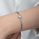 Sterling Silver - Sparkling Heart Cubic Zirconia Adjustable Slider Bracelet