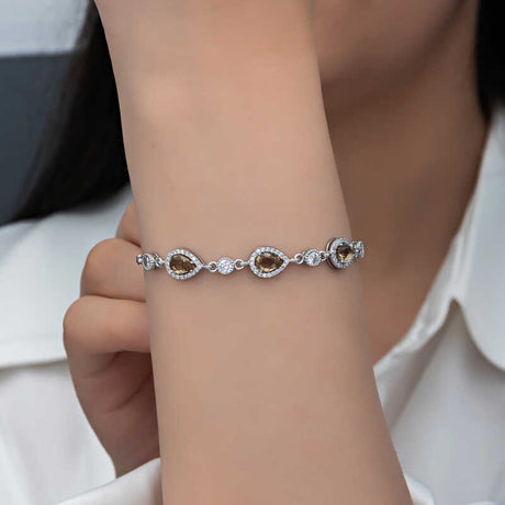 Sterling Silver Zultanite Teardrop Bracelet - Elegant CZ Accents