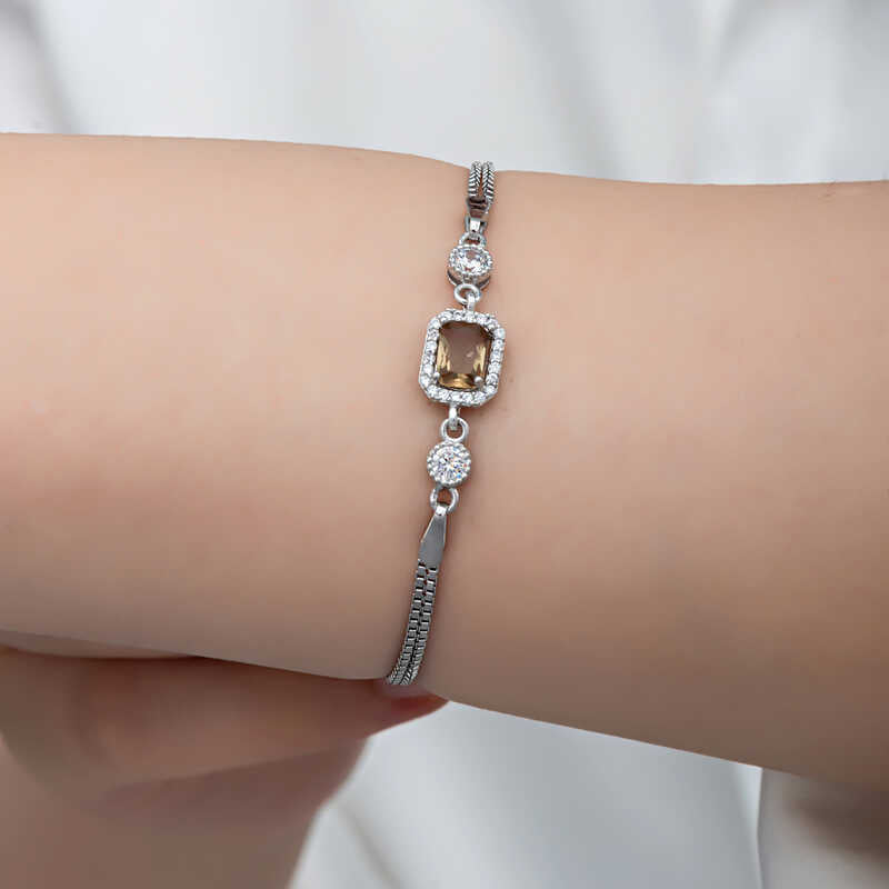 Sterling Silver Zultanite & CZ Bracelet - Dainty Adjustable Slider