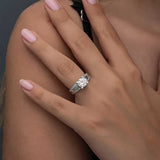 Sterling Silver Solitaire Ring - Dazzling Zirconia with Pave Band