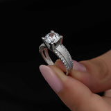 Sterling Silver Solitaire Ring - Dazzling Zirconia with Pave Band