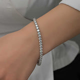 Sterling Silver Tennis Bracelet - White Stone Elegance