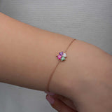Rose Gold Plated Sterling Silver Multi-Stone Clover Bracelet