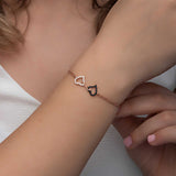 Rose Gold Plated Sterling Silver Interlocking Hearts Bracelet with Zirconia