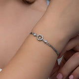 Adjustable Bracelet - Silver-Tone Zultanite & CZ Halo Design