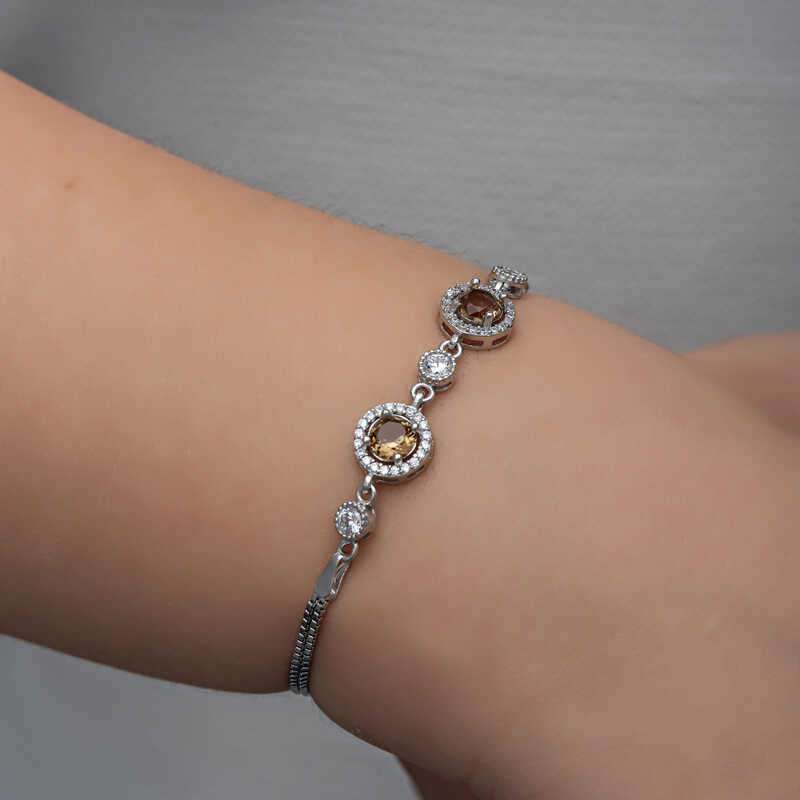 Sterling Silver Zultanite & Zirconia Halo Adjustable Bracelet