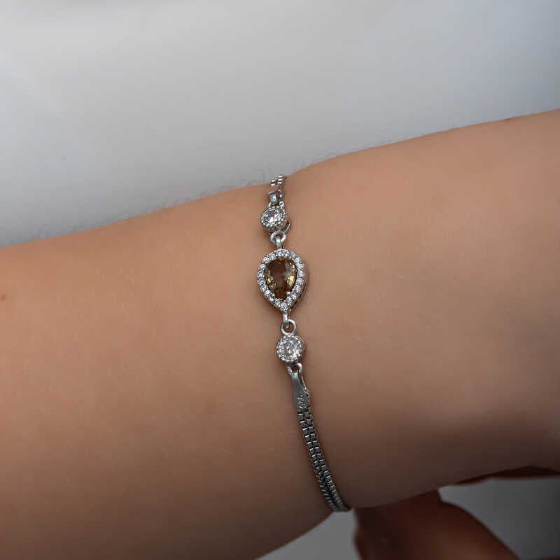 Sterling Silver Zultanite & CZ Teardrop Adjustable Bracelet