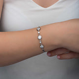 Sterling Silver Bracelet - Dainty Adjustable Bezel-Set Cubic Zirconia
