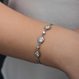 Sterling Silver Bracelet - Dainty Adjustable Bezel-Set Cubic Zirconia