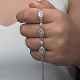 Sterling Silver Bracelet - Dazzling Zircon Marquise & Round Stones