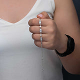 Silver Zirconia Bracelet - Elegant Baguette & Round Stone Design