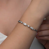 Silver Zirconia Bracelet - Elegant Baguette & Round Stone Design