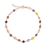 Bracelet - Rose Gold Plated Silver Multi-Gemstone Dainty