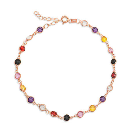 Bracelet - Rose Gold Plated Silver Multi-Gemstone Dainty