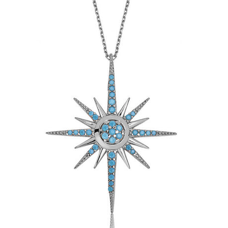 Sterling Silver Turquoise North Star Pendant Necklace