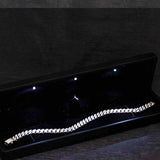 Bracelet - Silver-Tone Iced Out Cuban Link Dazzling Pave Stones